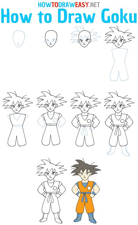 How to draw Goku step by step .